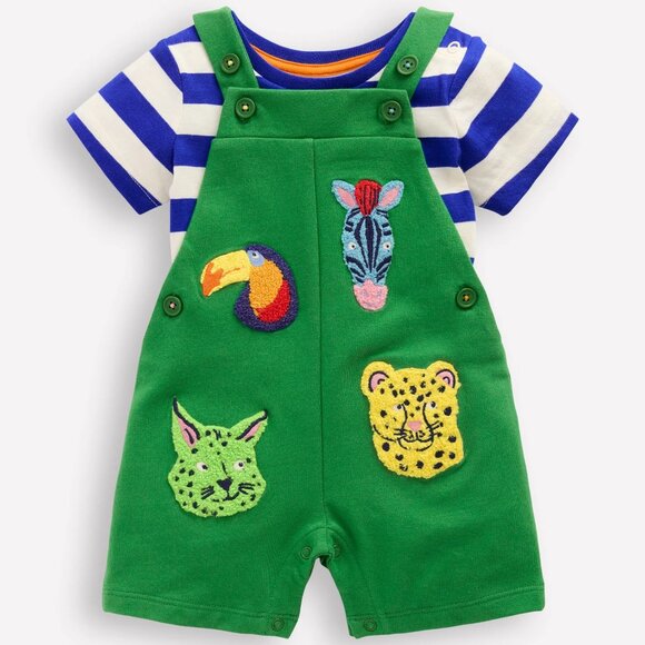 NWOT Mini Boden Jersey Dungaree Set